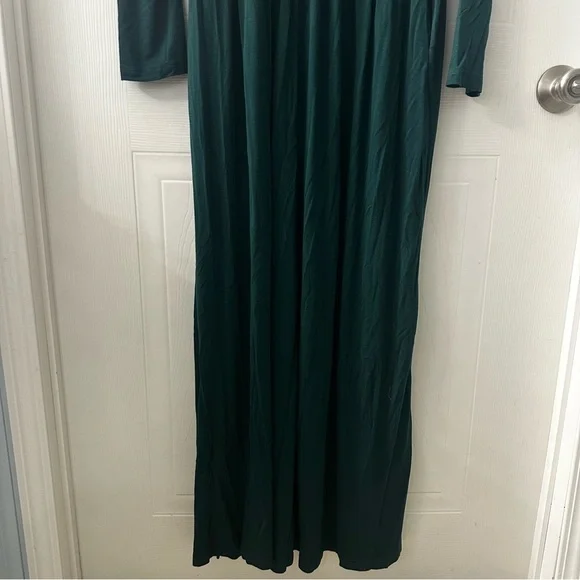 Green Maxi Dress L Faux Wrap Long Sleeve Wedding Guest Maternity | OUGES - Picture 7 of 10